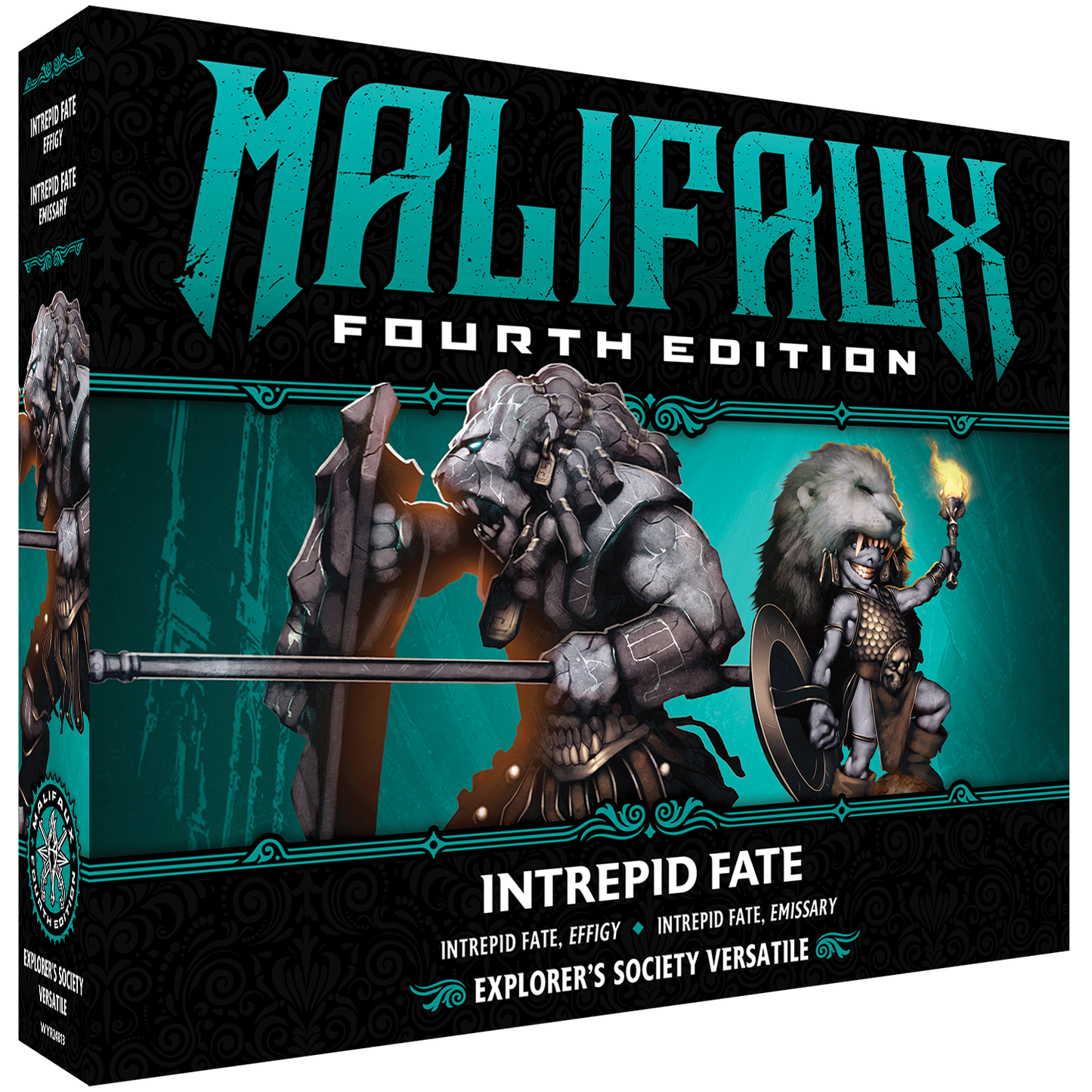 Malifaux Fourth Edition Intrepid Fate box by Wyrd Miniatures showing detailed miniatures and box art for the versatile game set.