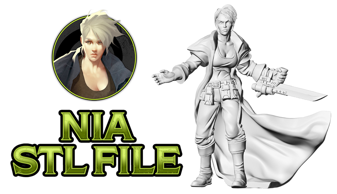 
                    
                      STL file of Nia miniature from Echoes of the Breach - Fractured Futures by Wyrd Miniatures, displayed on a digital screen.
                    
                  