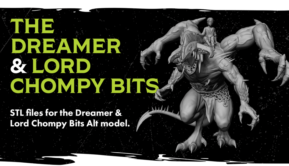 
                    
                      Nightmare Edition Lord Chompy Bits miniature with Dreamer, Wyrd Miniatures exclusive STL files for 3D printing.
                    
                  