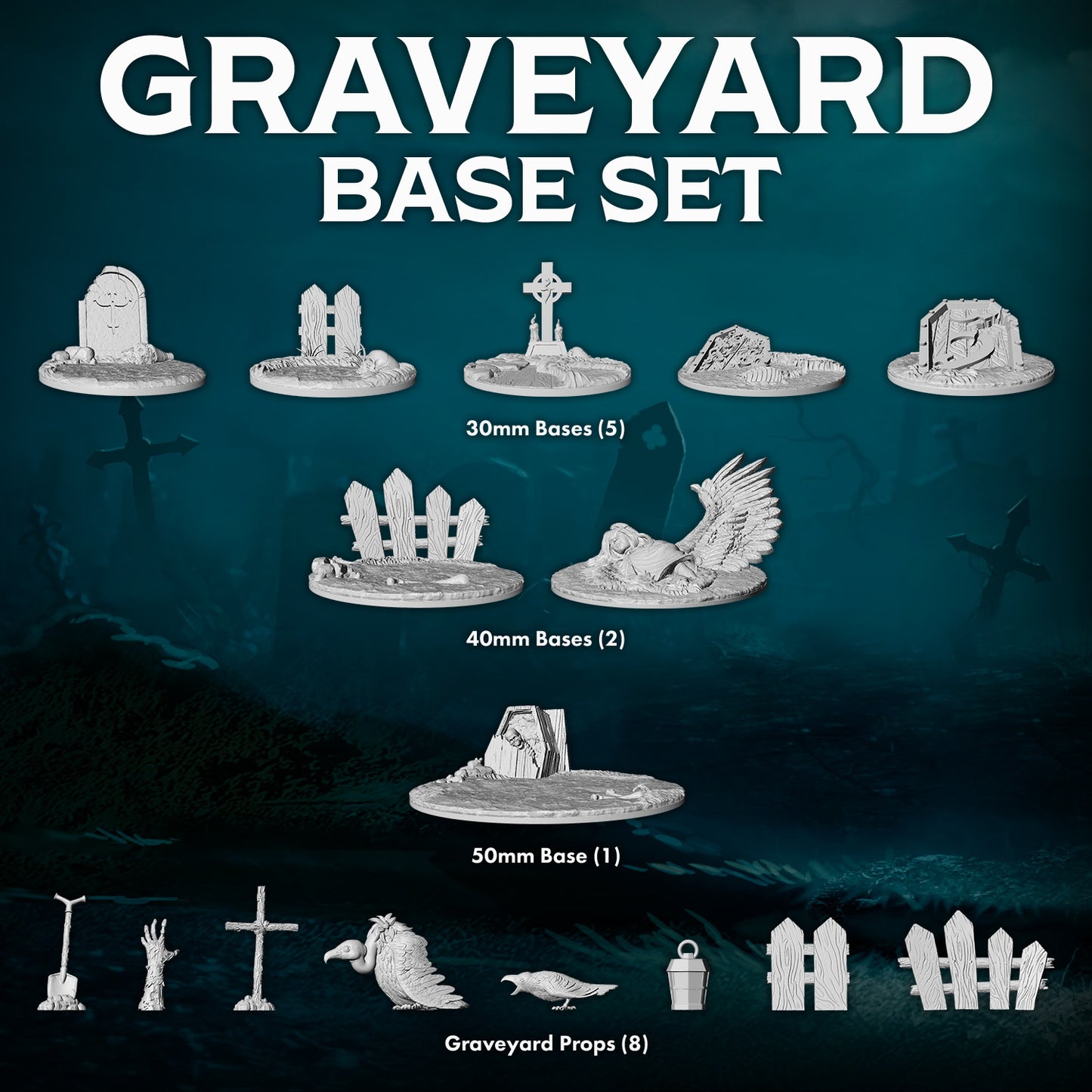 Malifaux Graveyard Base Inserts and Props - Exclusive STL Files - Wyrd Miniatures - Online Store