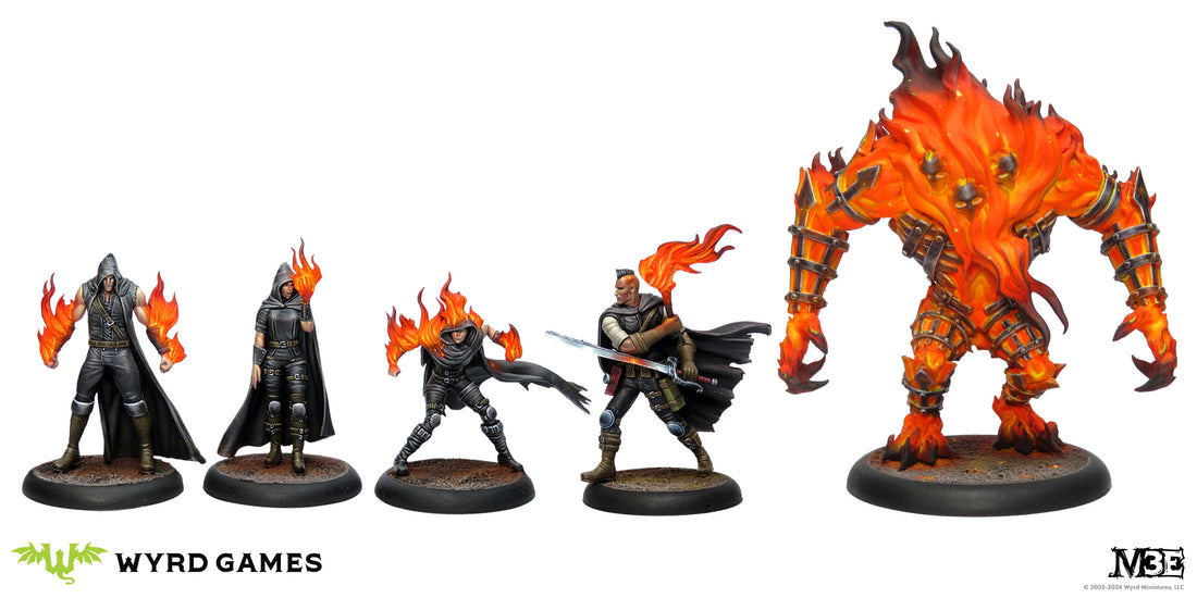 
                    
                      Malifaux Burning Bridges keyword box by Wyrd Miniatures featuring game cards and tokens for the tabletop game.
                    
                  