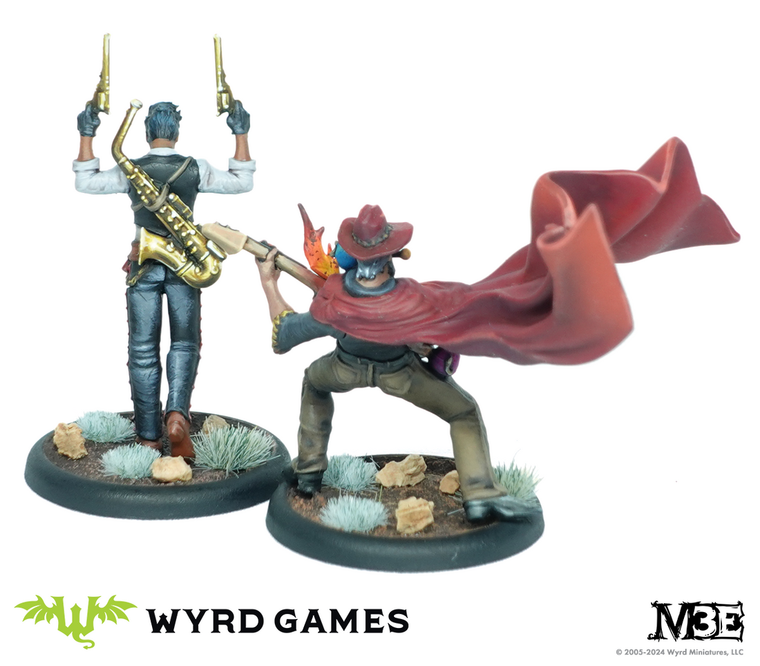 
                    
                      Wyrd Miniatures Explosive Dueto figurines featuring two characters with explosive effects and detailed steampunk-style costumes.
                    
                  