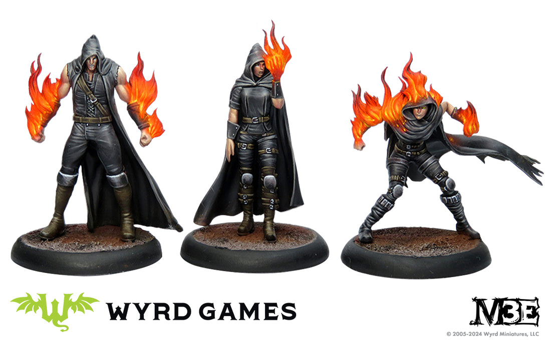 
                    
                      Malifaux Burning Bridges keyword box featuring Wyrd Miniatures' Firebranded miniatures on a detailed game card.
                    
                  