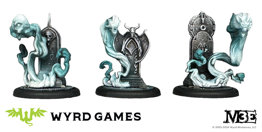 
                    
                      Dark fantasy miniature figure of Grim Specter’s Feast from Wyrd Miniatures, featuring eerie ghostly characters and a haunting feast scene.
                    
                  