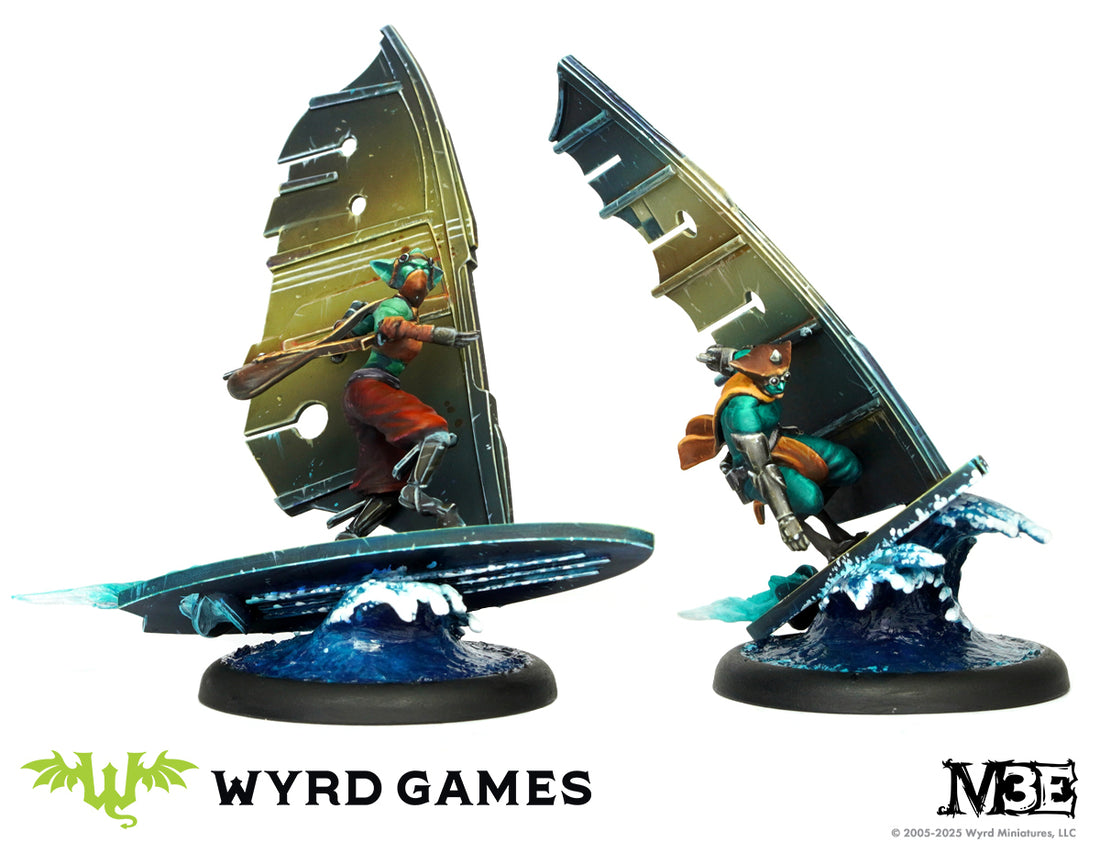 
                    
                      Wyrd Miniatures Slipstreamers gaming miniatures with detailed futuristic vehicle designs on a white background.
                    
                  