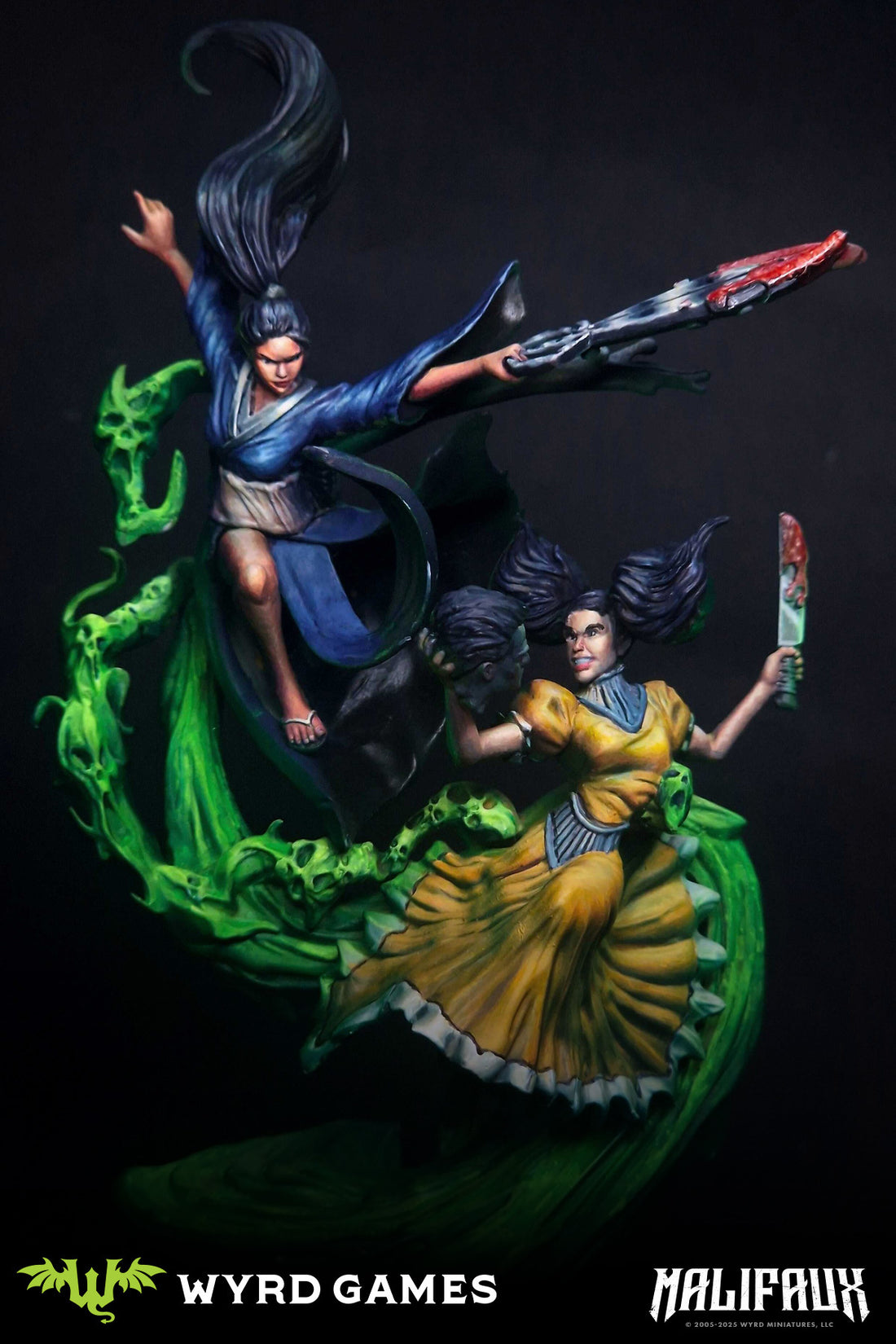 
                    
                      Iconic Haunted Harmony Malifaux box featuring Molly and Kirai miniatures by Wyrd Miniatures, detailed figures on a display base.
                    
                  
