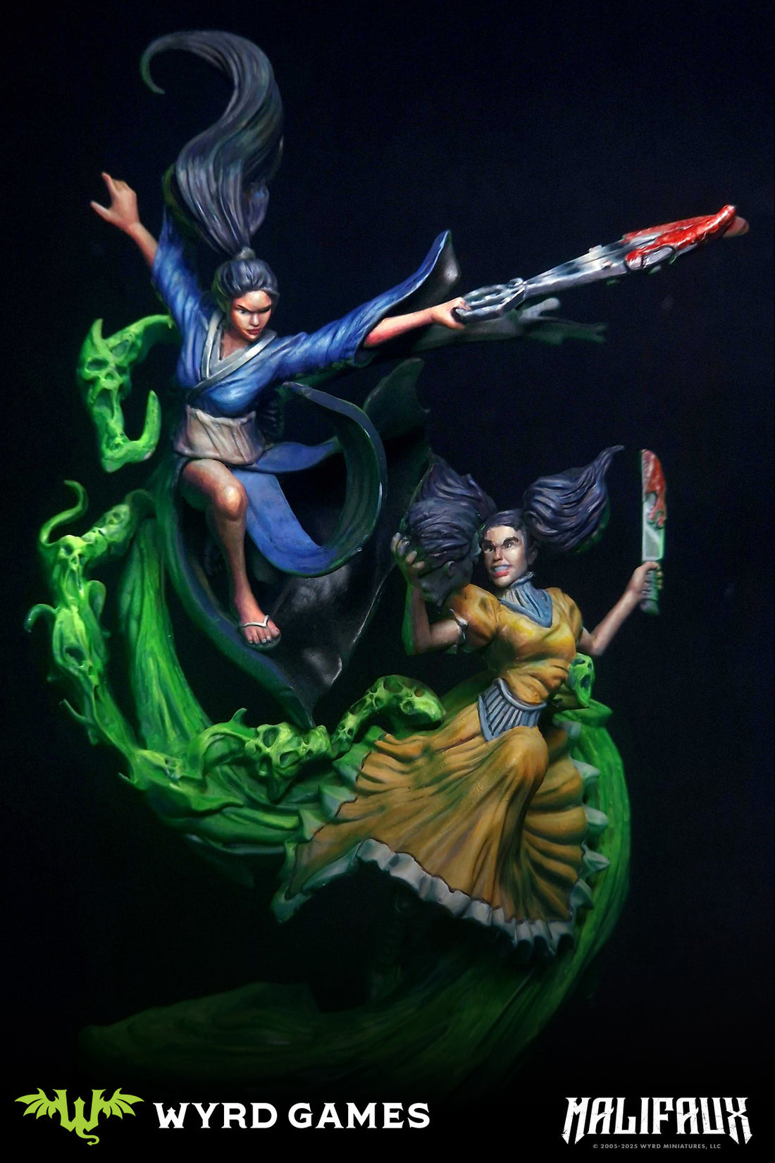 
                    
                      Iconic Haunted Harmony box featuring Molly and Kirai miniatures for Malifaux by Wyrd Miniatures, detailed figures on a game board.
                    
                  