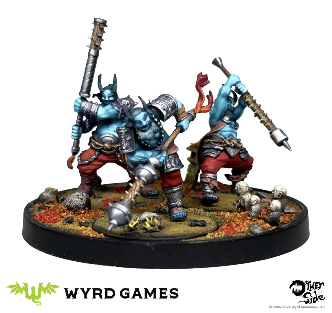 
                    
                      Wyrd Miniatures The Other Side Allegiance Box featuring Oni-Brutes with detailed painted figures in dynamic poses.
                    
                  