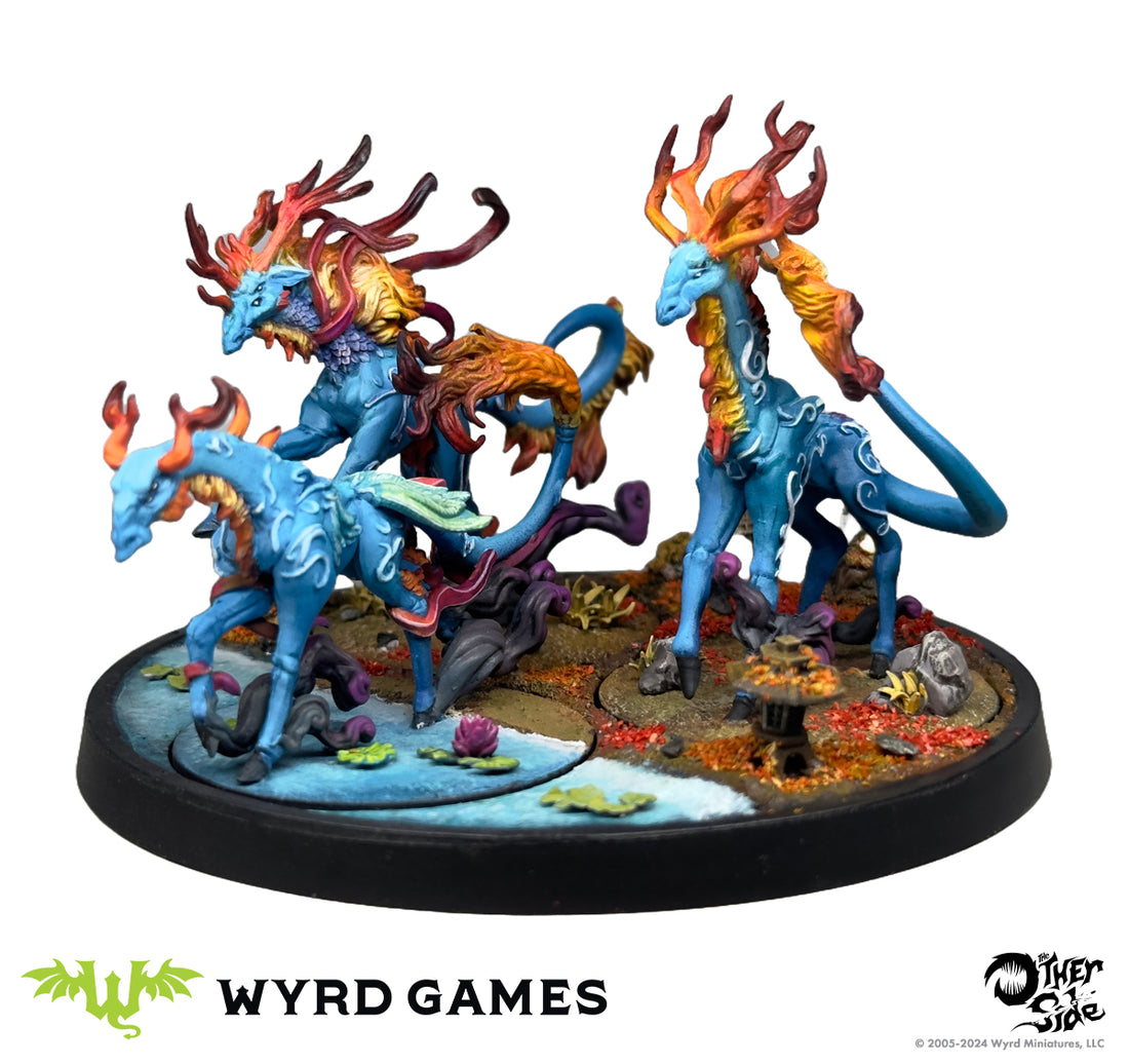 
                    
                      Wyrd Miniatures The Other Side Allegiance Box featuring a detailed Qilin miniature with vibrant colors and intricate design.
                    
                  
