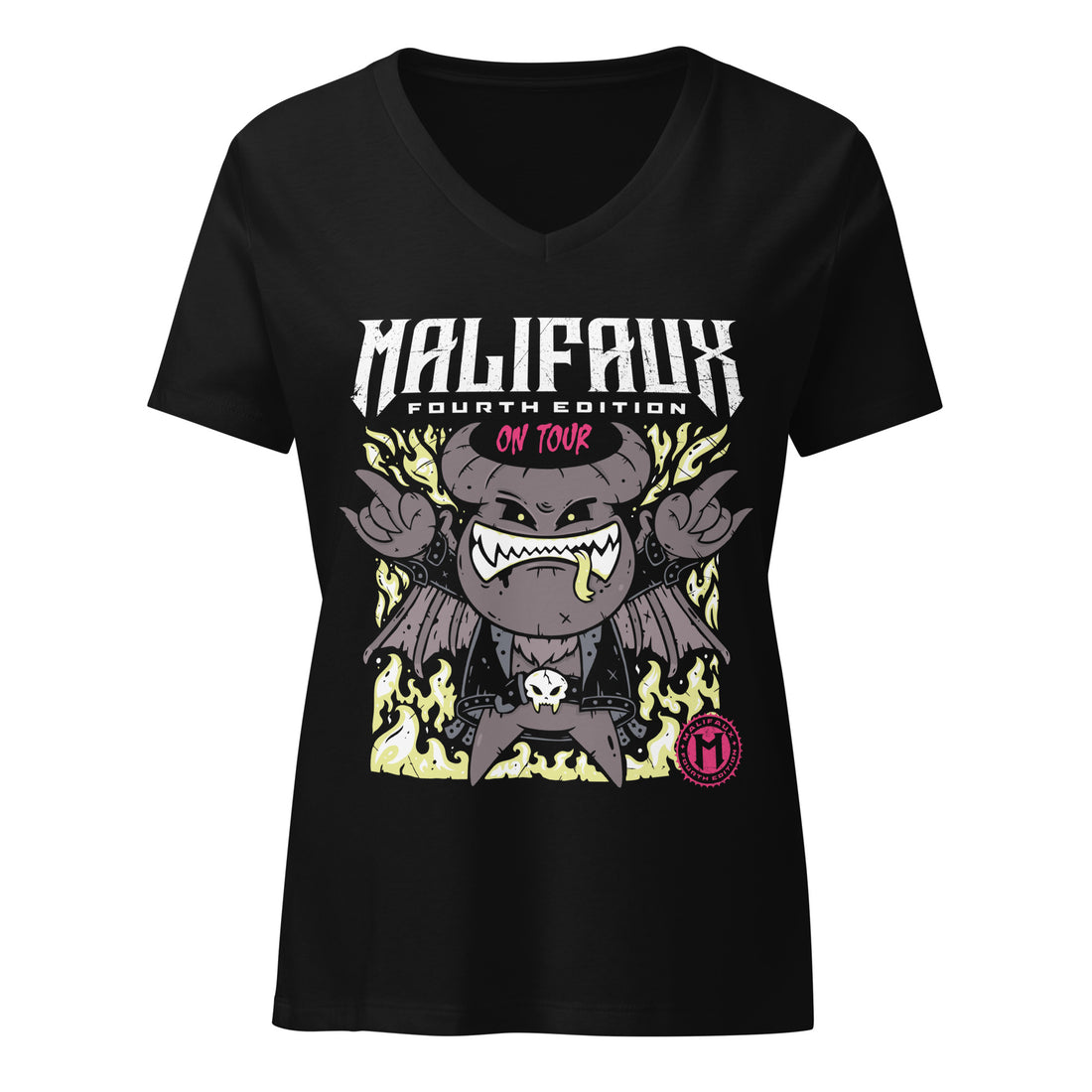 
                    
                      Black women's relaxed V-neck T-shirt by Wyrd Miniatures with a simple front design, made from a soft blend fabric.
                    
                  