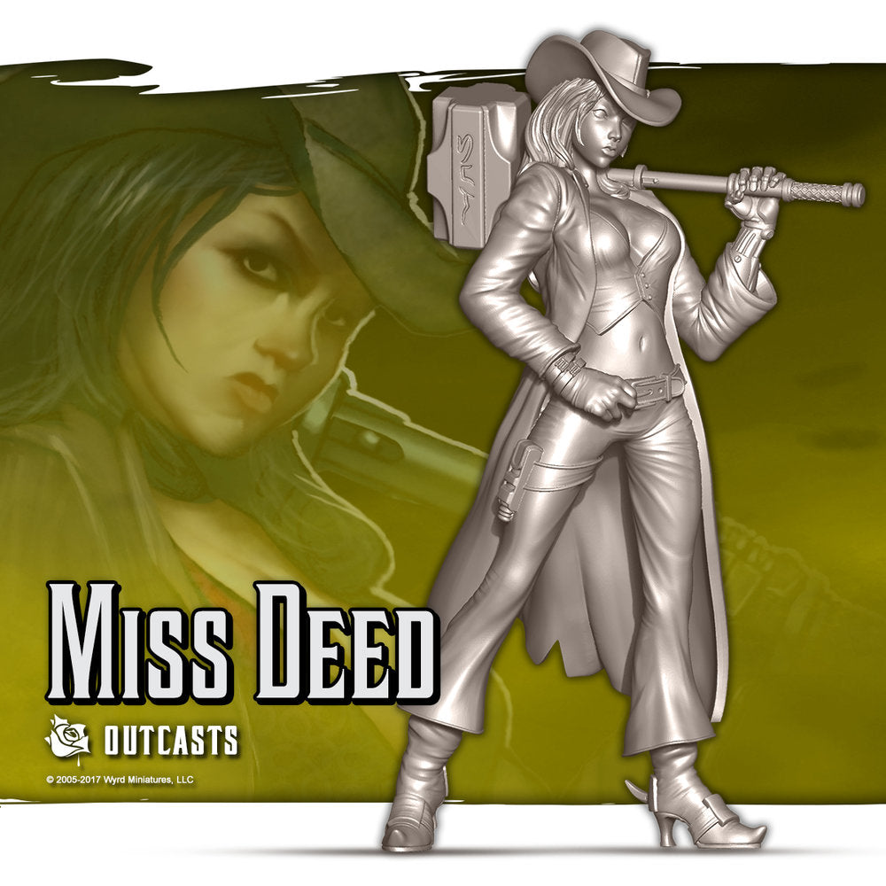 
                    
                      Wyrd Malifaux Fourth Edition Limited Edition Miss Deed model, featuring an alternative Taelor design, shown in a detailed close-up.
                    
                  