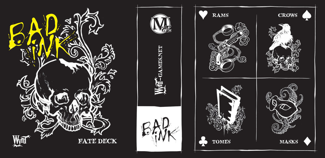 
                    
                      Malifaux Fate Deck by Wyrd Miniatures featuring illustrated cards with dark, artistic designs for gameplay.
                    
                  