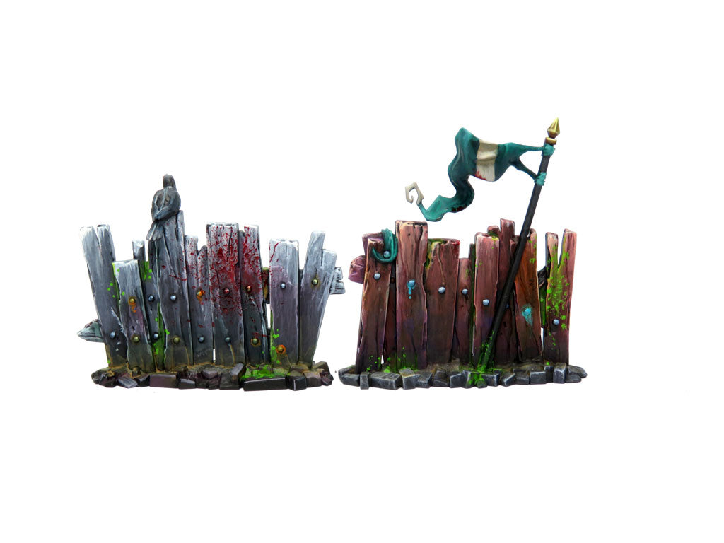 
                    
                      WyrdScapes Makeshift Defenses Malifaux terrain barrier with rugged, weathered appearance for tabletop gaming scenery.
                    
                  