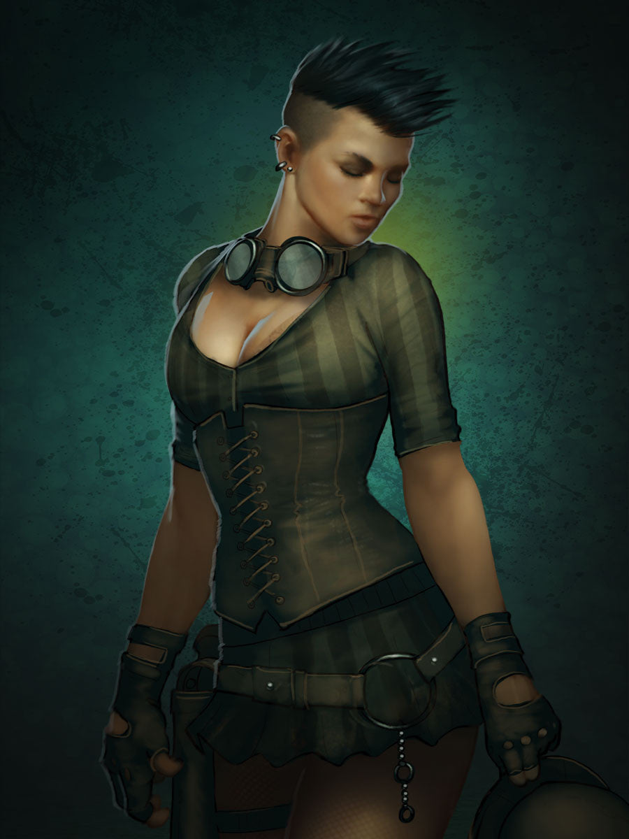 
                    
                      Limited edition Miss Anne Thrope Alternative Ruffian miniature by Wyrd Miniatures, showcasing her detailed costume and expressive pose.
                    
                  