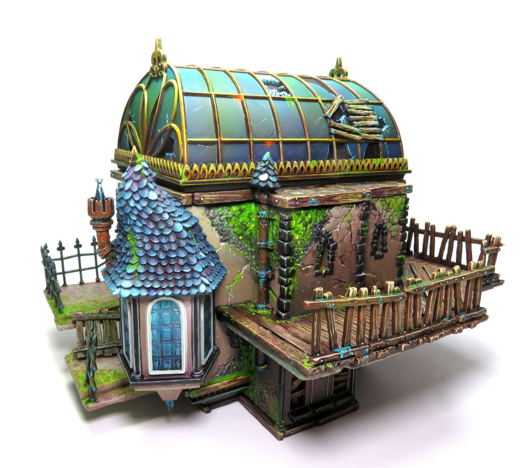 
                    
                      WyrdScapes Solarium Malifaux terrain piece with intricate architectural details and a glowing, mystical appearance.
                    
                  