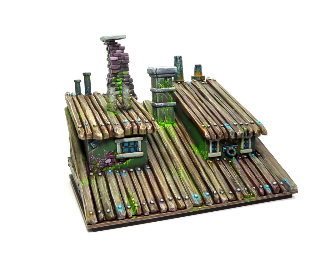 
                    
                      WyrdScapes Abandoned Store terrain for Malifaux by Wyrd Miniatures, showing a dilapidated, deserted shop interior scene.
                    
                  