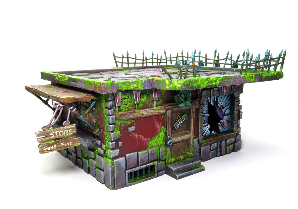 
                    
                      WyrdScapes Abandoned Store Malifaux terrain featuring weathered shelves, broken furniture, and a desolate interior scene.
                    
                  