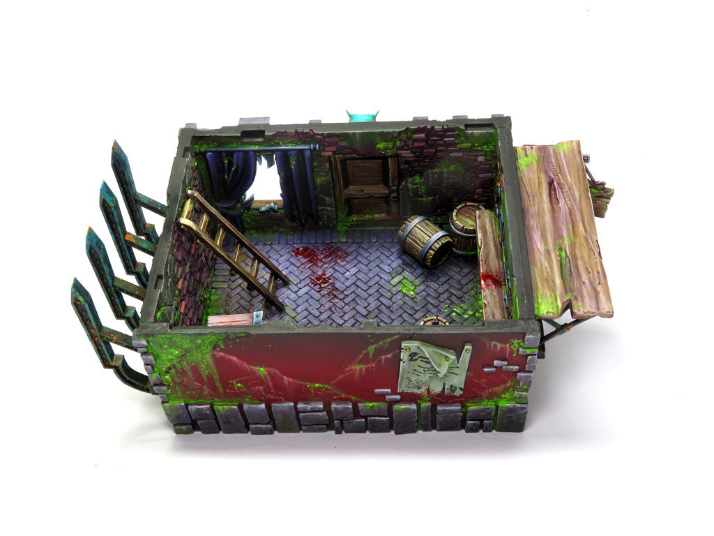 
                    
                      WyrdScapes Abandoned Store Malifaux terrain piece showing a dilapidated, deserted shop interior with broken furnishings.
                    
                  