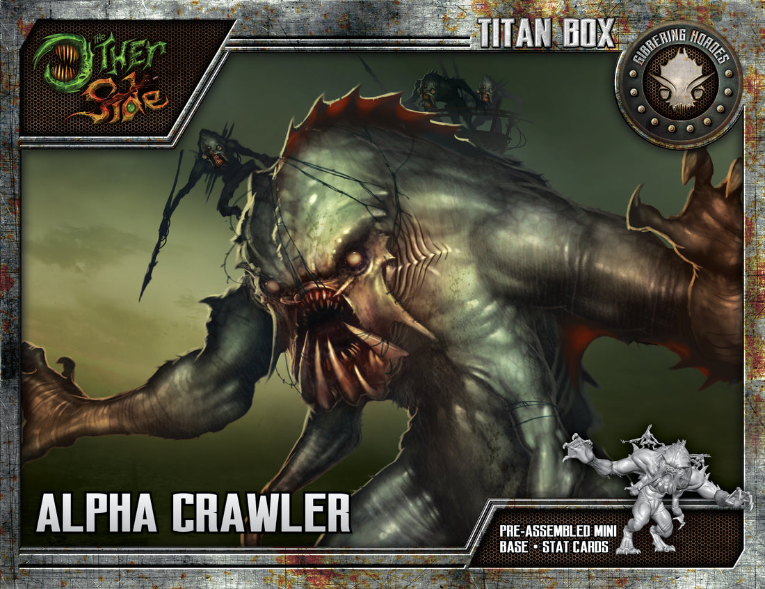 
                    
                      Front view of the Alpha Crawler miniature from The Other Side Titan Box by Wyrd Miniatures.
                    
                  