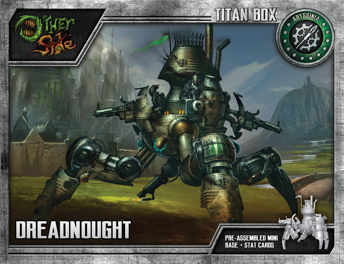 
                    
                      Front view of the Wyrd Miniatures Dreadnought Titan Box from The Other Side Titan Box set.
                    
                  
