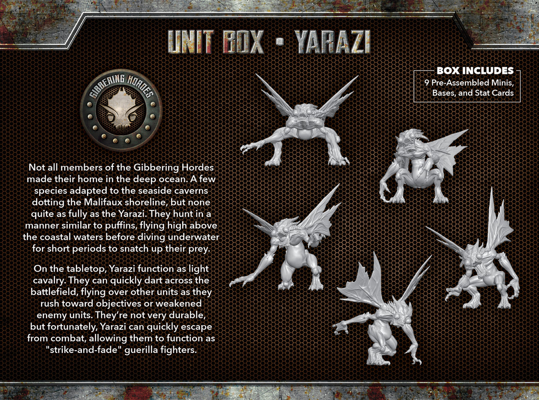 
                    
                      Back view of the Yarazi TOS unit box by Wyrd, showcasing the detailed design and packaging of this tabletop gaming product.
                    
                  