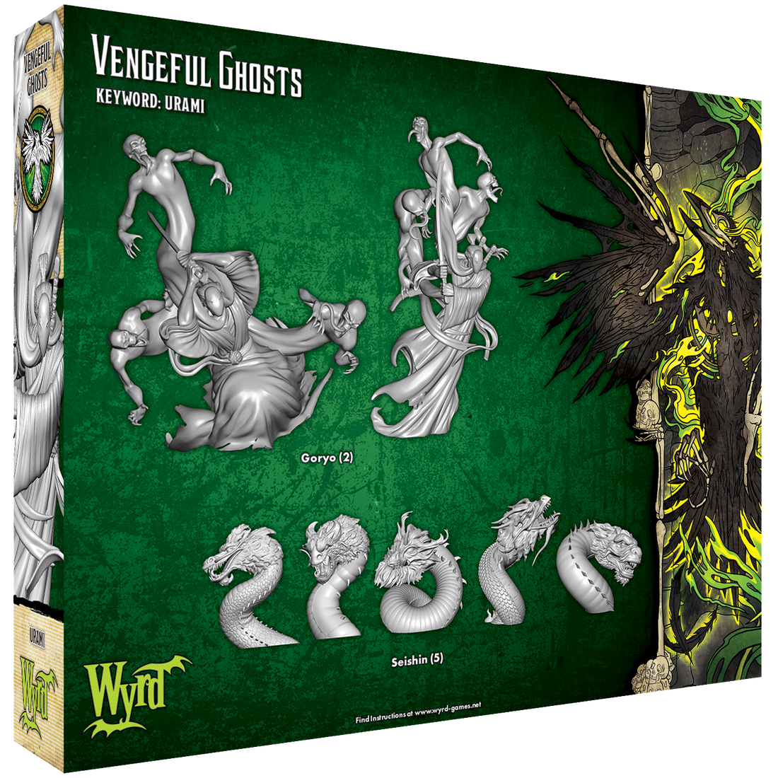 
                    
                      Vengeful Ghosts miniatures by Wyrd Miniatures, showing ghostly figures with tattered cloaks and eerie, translucent appearances.
                    
                  