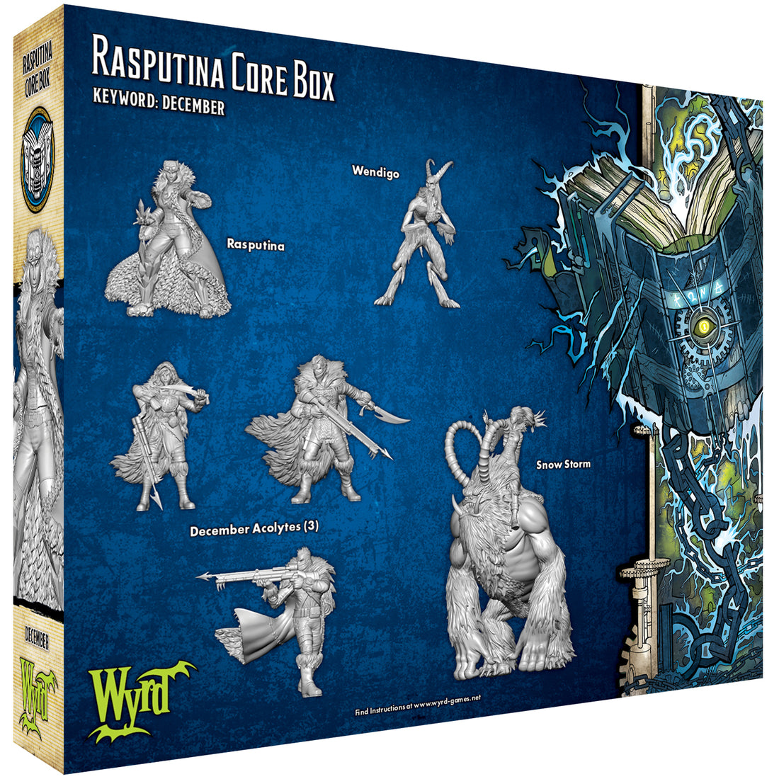 
                    
                      Back view of the Rasputina Core Box by Wyrd Miniatures, showcasing miniatures and components inside the box.
                    
                  