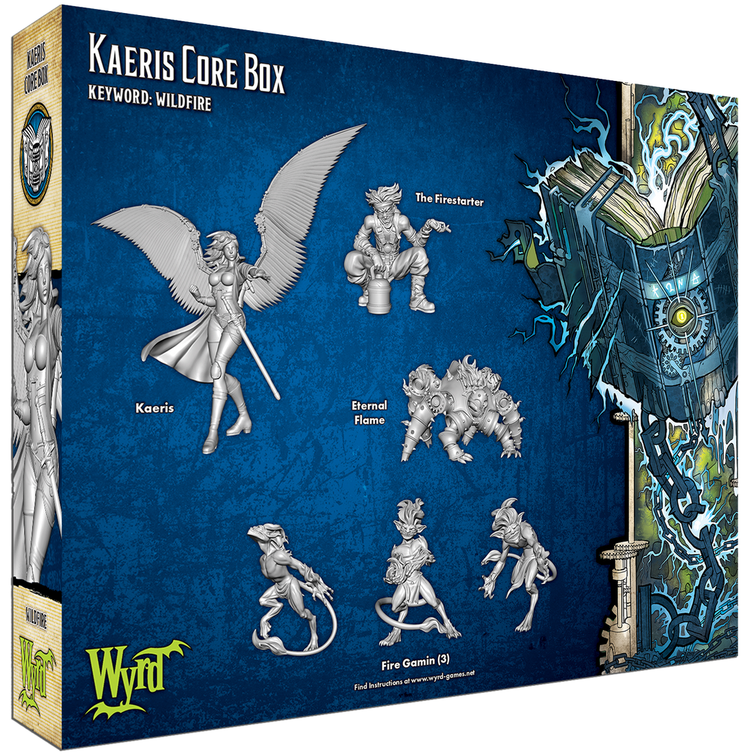 
                    
                      Back view of the Kaeris Core Box miniatures set by Wyrd Miniatures, showing detailed box art and packaging design.
                    
                  