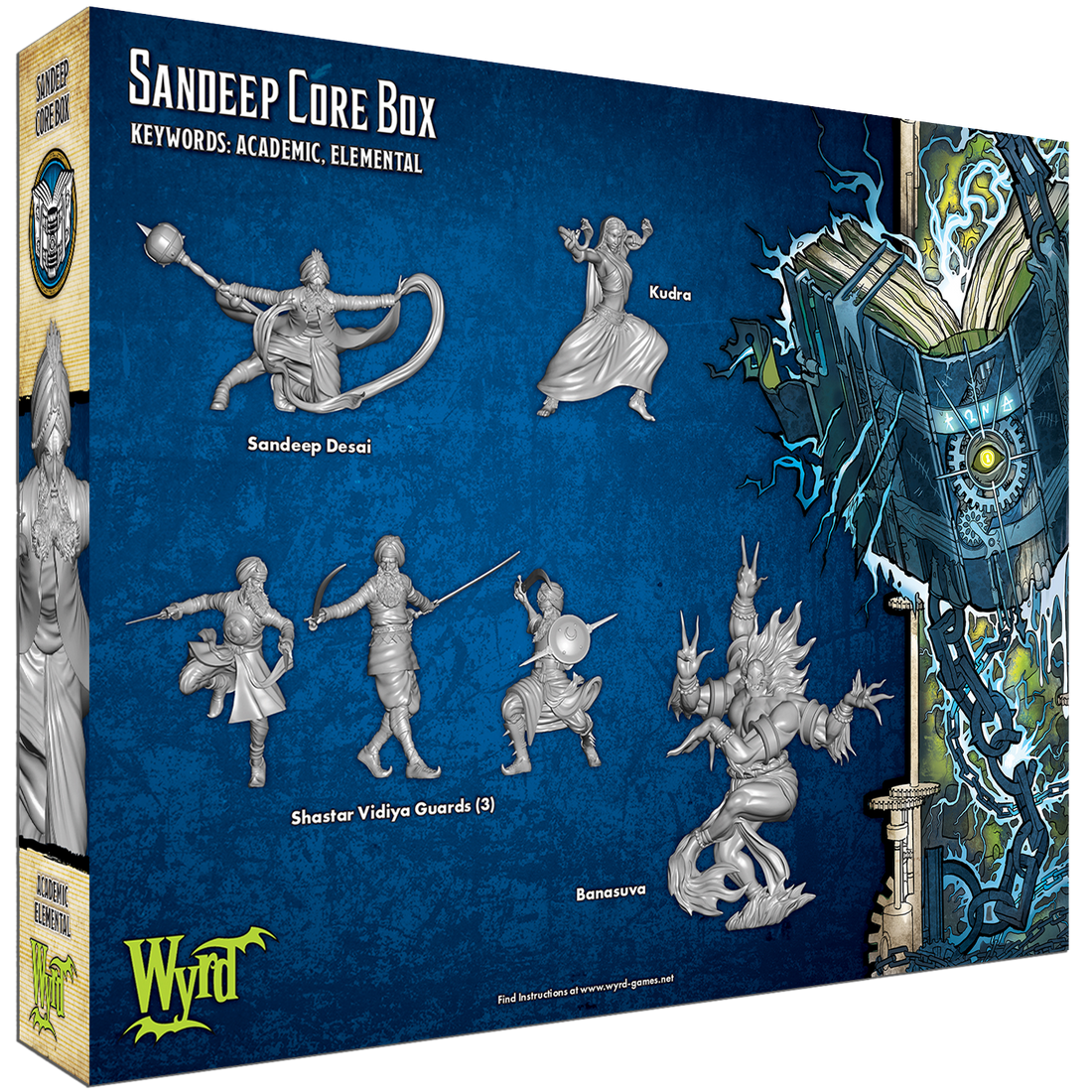 
                    
                      Back view of Wyrd Miniatures Sandeep Core Box, featuring miniatures and components for the Sandeep game.
                    
                  
