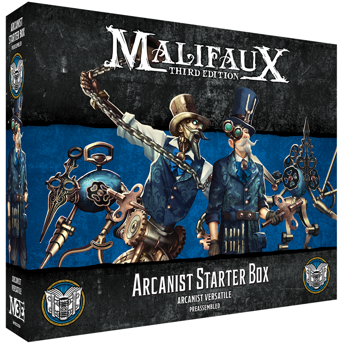 
                    
                      Arcanist Starter Box for Malifaux by Wyrd Miniatures, featuring miniatures and cards for the Arcanist faction.
                    
                  