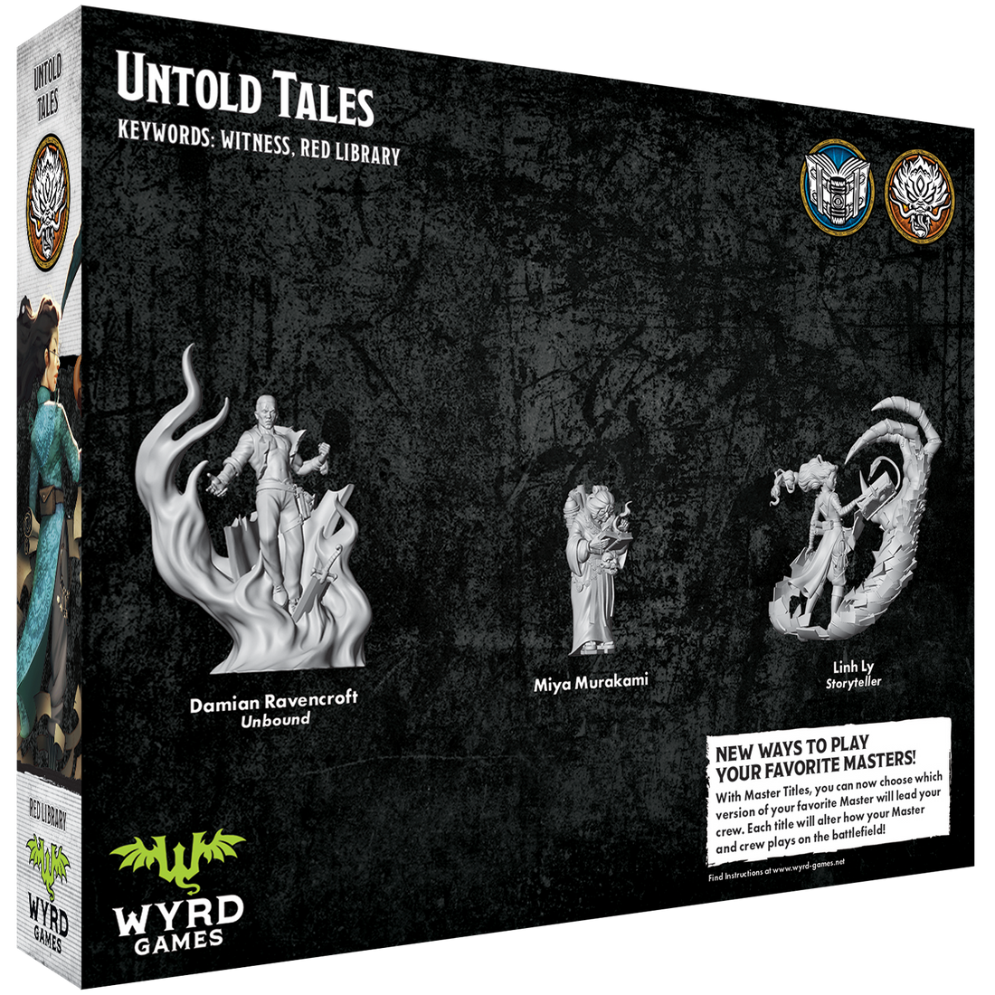 
                    
                      Back view of Wyrd Miniatures Untold Tales game miniatures set featuring detailed fantasy character figures.
                    
                  
