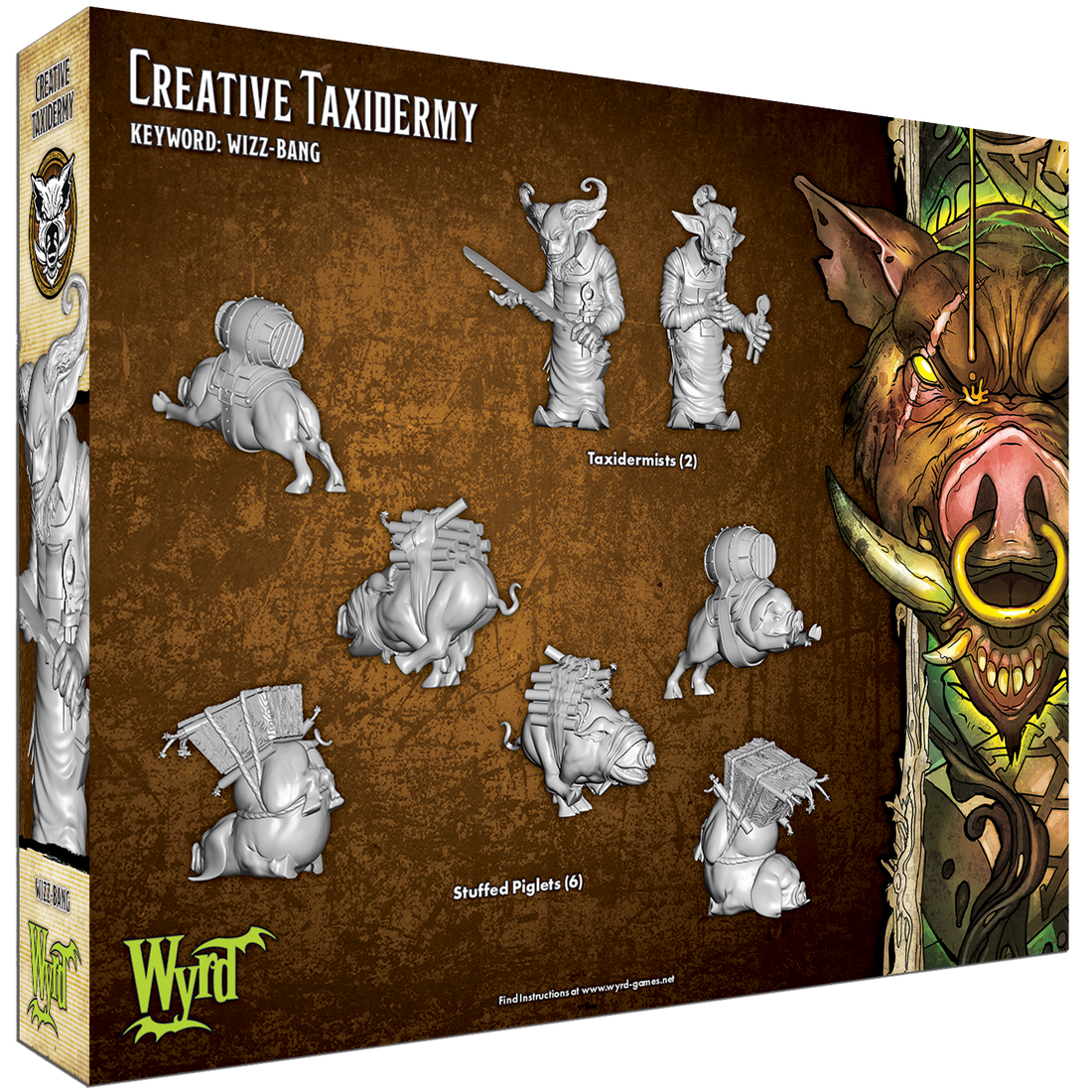 
                    
                      Creative Taxidermy Malifaux Keyword Box by Wyrd Miniatures, shown from the back with detailed packaging and branding.
                    
                  