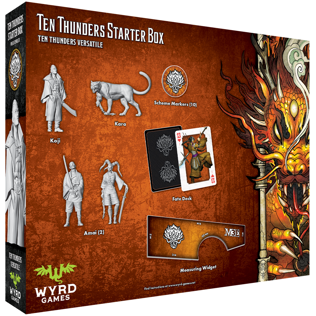 
                    
                      Ten Thunders Malifaux Starter Box by Wyrd Miniatures, showing miniatures and game components arranged for gameplay.
                    
                  