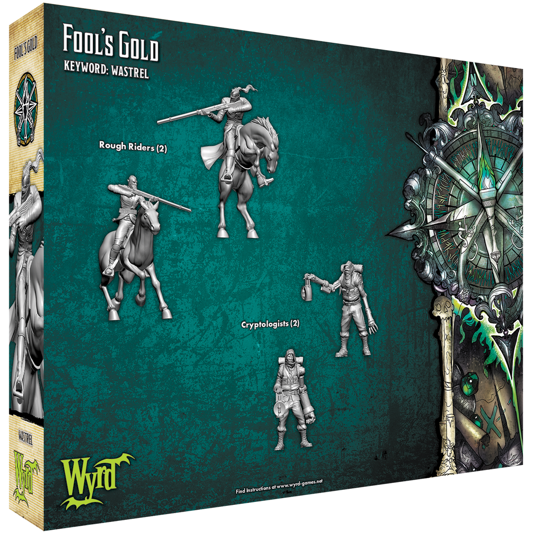 
                    
                      Close-up of Wyrd Miniatures Fool's Gold figurine showing its detailed back with gold-colored armor and intricate design.
                    
                  