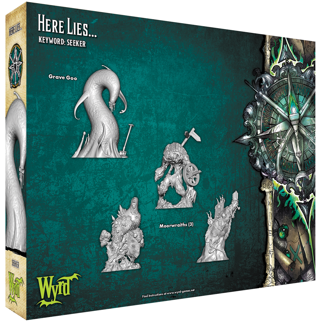 
                    
                      Back view of Wyrd Miniatures Here Lies... tabletop gaming figure with dark, detailed design and intricate markings.
                    
                  
