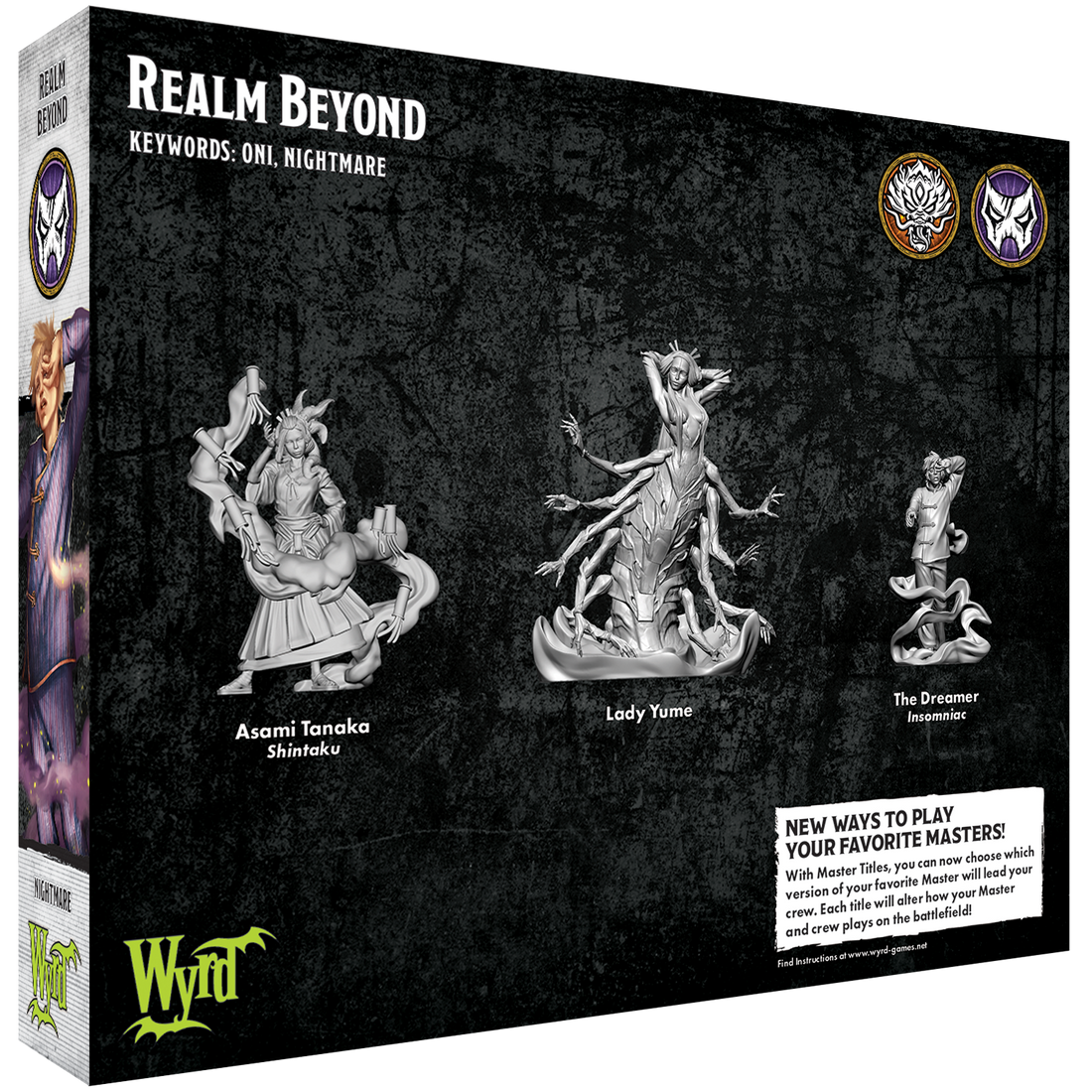 
                    
                      Back view of Wyrd Miniatures Realm Beyond tabletop game box featuring artwork and branding on a white background.
                    
                  