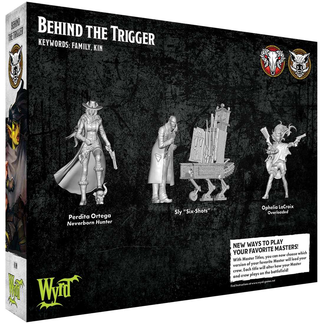 
                    
                      Wyrd Miniatures Malifaux miniature "Behind the Trigger" featuring detailed character art, shown from the back view.
                    
                  