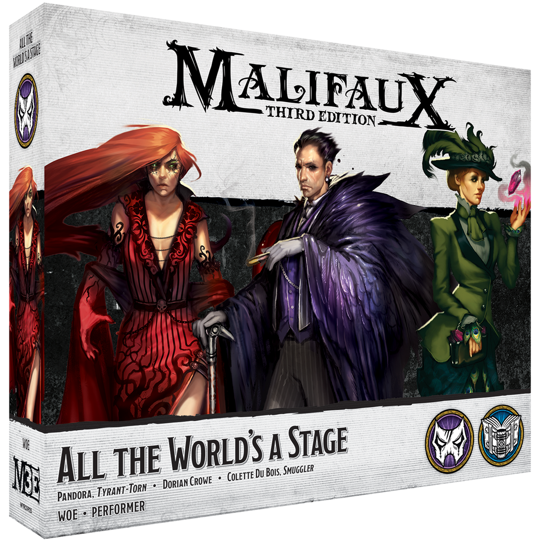
                    
                      Malifaux miniature "All the World's a Stage" by Wyrd Miniatures, front view showing detailed character figure.
                    
                  