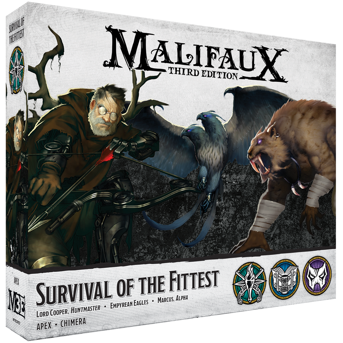 
                    
                      Front view of Wyrd Miniatures' Survival of the Fittest game box featuring detailed artwork and branding.
                    
                  