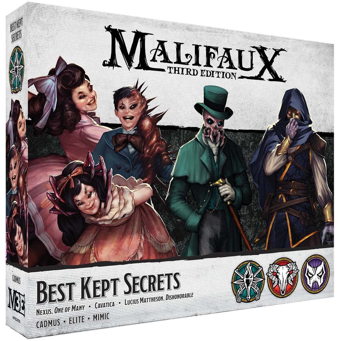 
                    
                      Malifaux miniature titled Best Kept Secrets by Wyrd Miniatures, front view showing detailed character design.
                    
                  