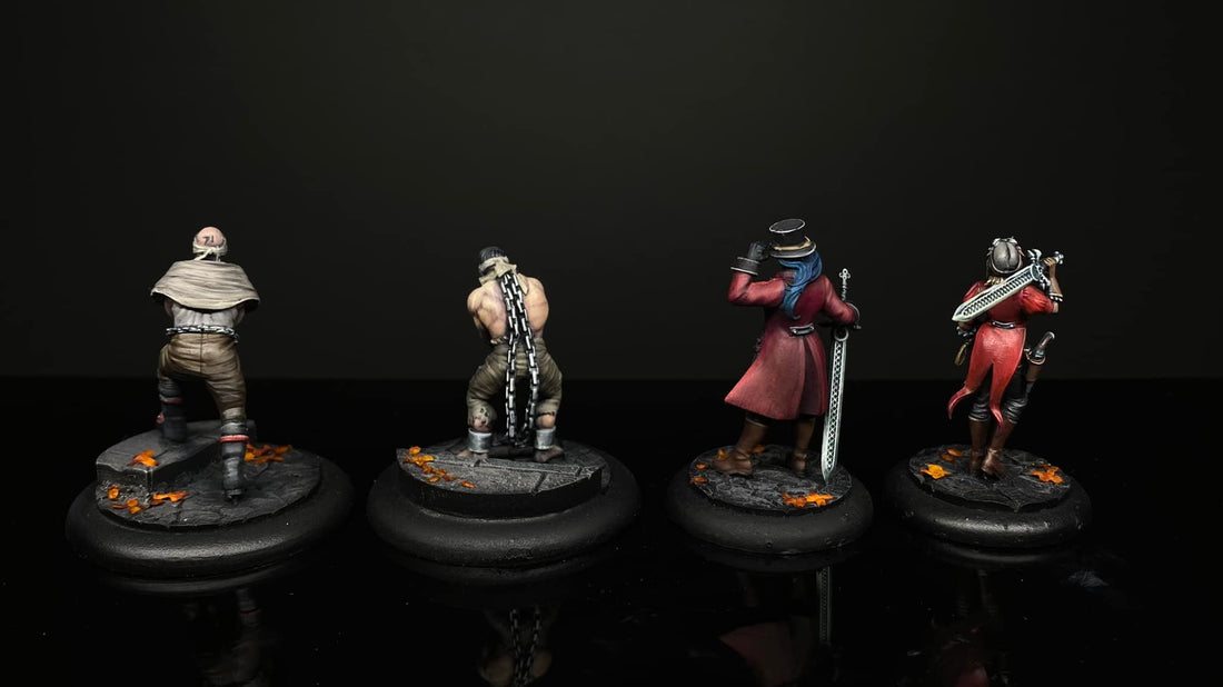 
                    
                      Wyrd Miniatures Witching Hour figure seen from the back, detailed miniature model with intricate design and dark-themed costume.
                    
                  