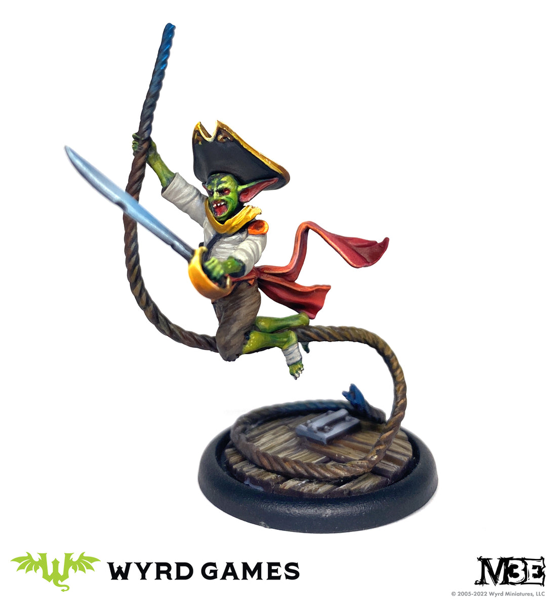
                    
                      Wyrd Miniatures Captain Zipp Dread Pirate from Navigating Chaos game, detailed miniature figure on a textured base.
                    
                  