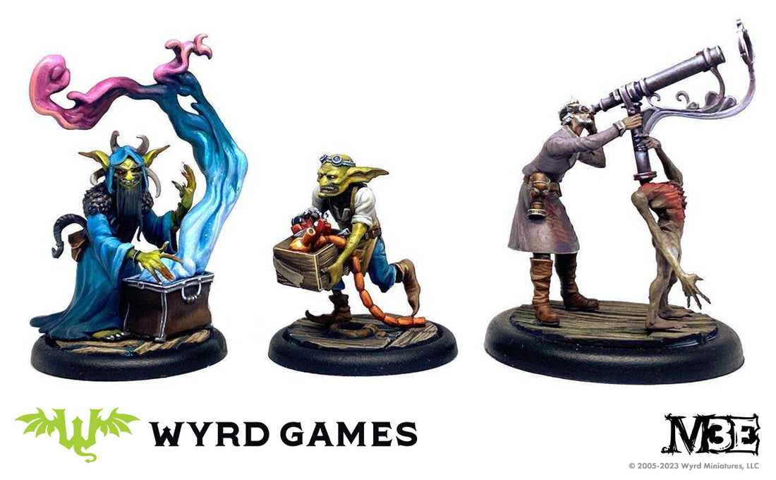 
                    
                      Wyrd Miniatures' "Method to the Madness" tabletop game box cover art featuring vibrant fantasy characters and intricate designs.
                    
                  