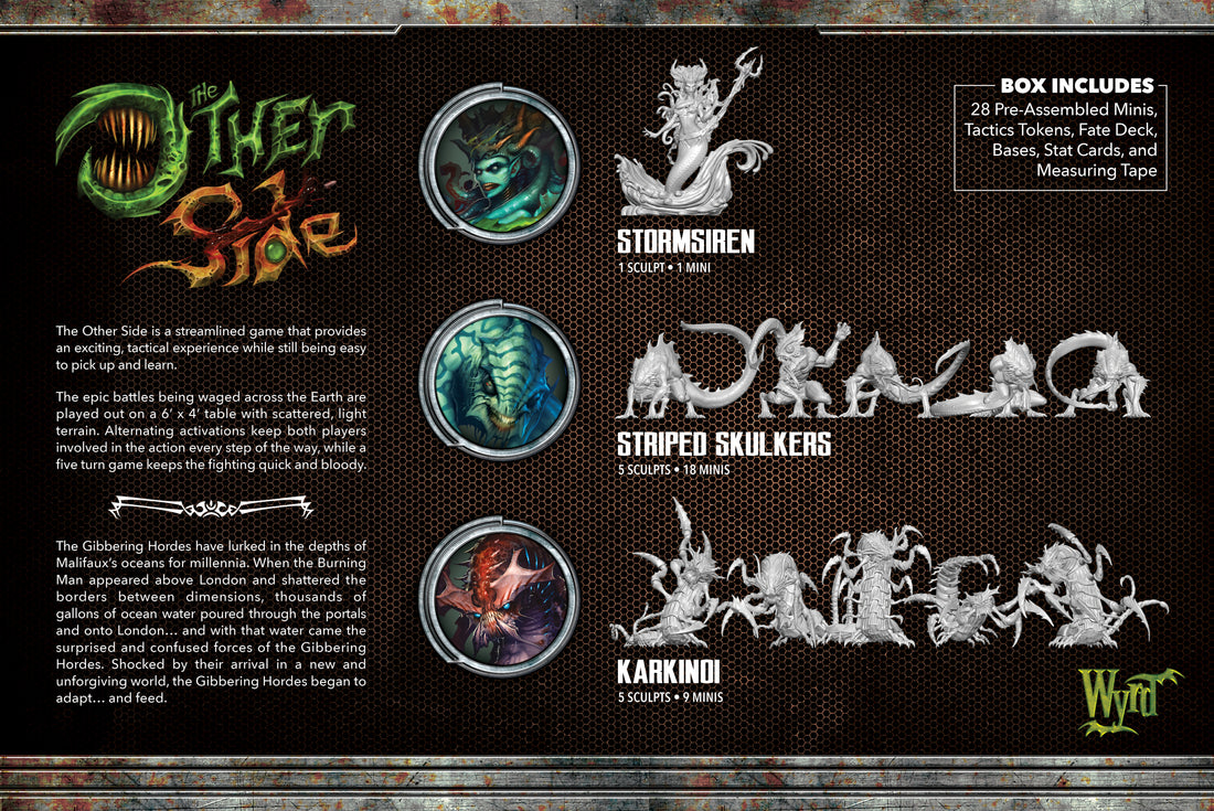 
                    
                      Wyrd Miniatures Gibbering Hordes Allegiance Box for The Other Side, featuring miniatures and game components on a storage tray.
                    
                  