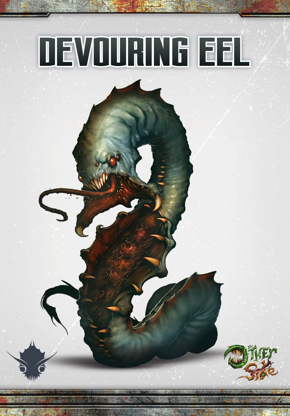 
                    
                      Front view of the Devouring Eel figure from Wyrd Miniatures' The Other Side Character Box, showcasing detailed sculpt and vibrant paint.
                    
                  