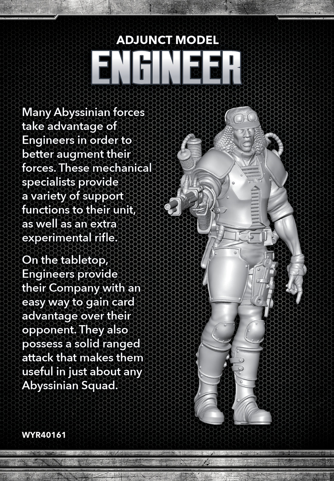 
                    
                      Back view of the Wyrd Miniatures The Other Side Character Box Engineer figure, showcasing detailed steampunk-inspired design and craftsmanship.
                    
                  