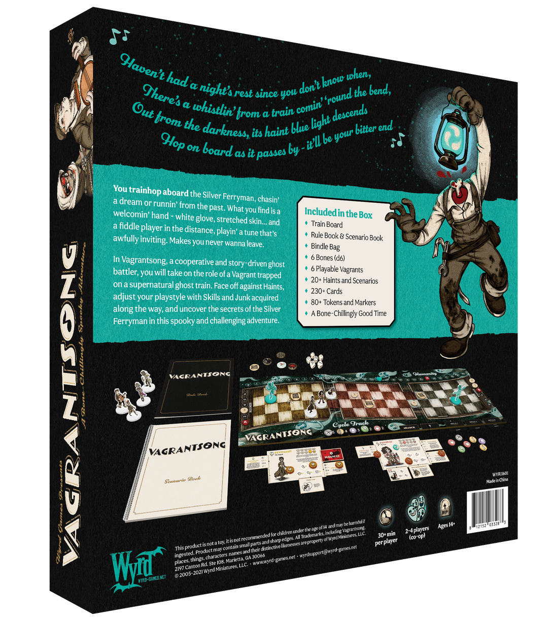 
                    
                      Vagrantsong board game box by Wyrd featuring dark fantasy artwork and game title on the front.
                    
                  
