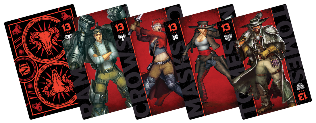 
                    
                      Malifaux Wyrd Miniatures Guild Fate Deck with colorful faction-themed cards for gameplay and strategy.
                    
                  