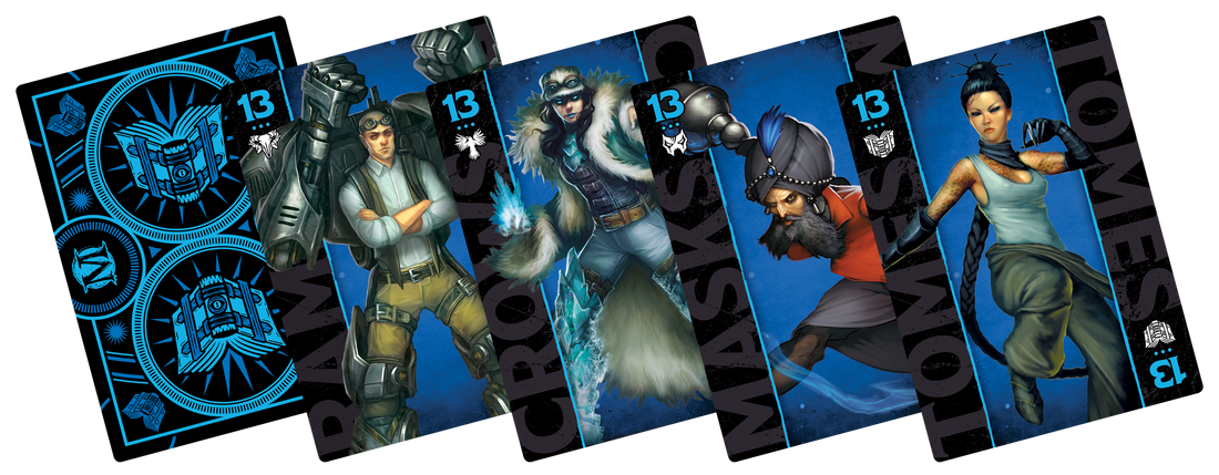 
                    
                      M3E Fate Deck for Arcanist faction from Wyrd Miniatures, featuring colorful card illustrations for Malifaux tabletop game.
                    
                  
