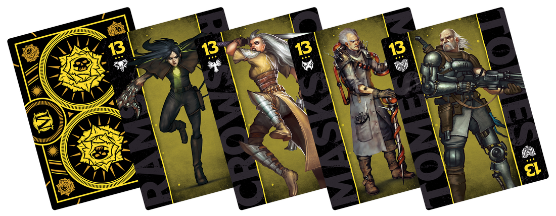 
                    
                      Malifaux M3E Fate Deck featuring Outcast theme by Wyrd Miniatures, showcasing colorful faction cards for gameplay.
                    
                  